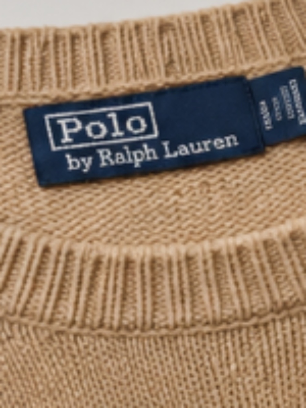 NWOT Polo Ralph Lauren Bear Rolled Neck Tan Cotton Sweater Size US XL - Picture 11 of 12